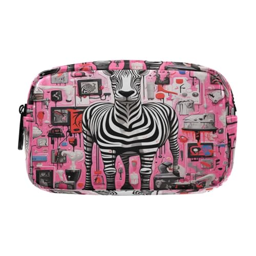 NYYYTTTEU Rosa Gekritzelzebra Federmäppchen Federtaschen Mäppchen Große Kapazität Schlamperbox Kosmetik Make-up Tasche für Jungen Mädchen Schule Schüler von NYYYTTTEU