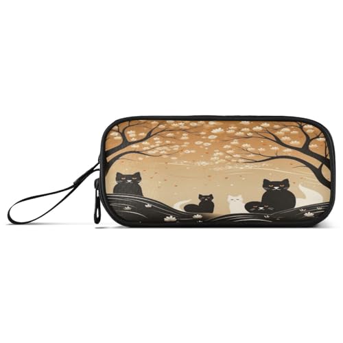 NYYYTTTEU Schwarze Katzen Kunstwerk Federmäppchen Federtaschen Mäppchen Schlamperbox Tasche für Jungen Mädchen Schüler von NYYYTTTEU