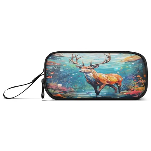 NYYYTTTEU Süßes Buntes Tierhirsch Federmäppchen Federtaschen Mäppchen Schlamperbox Tasche für Jungen Mädchen Schüler von NYYYTTTEU