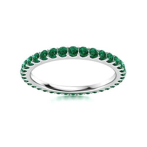 Emerald Round 2.00mm Full Eternity Band Ring | Sterling Silver 925 With Rhodium Plated | Evergreen Eternity Band For Woman's And Girls (White, 57 (18.1)) von NYZA JEWELS