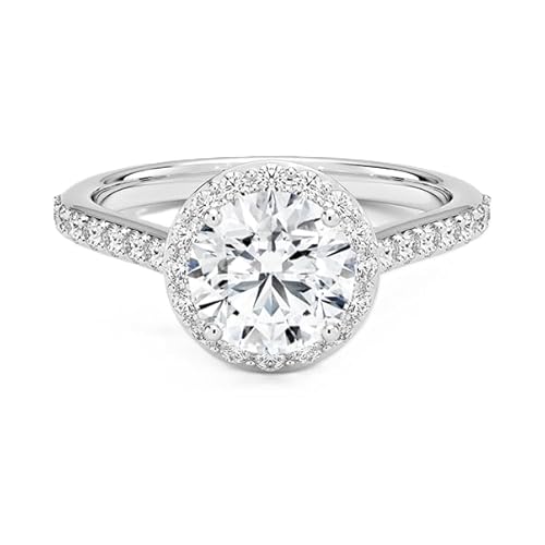 GRA zertifizierter Moissanit Verlobungsring Rund 7,00mm | Sterling Silber 925 mit Rhodinierung | Hochzeits, Jubiläums und Verlobungsring (61) von NYZA JEWELS