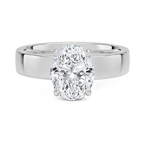 GRA-zertifizierter ovaler Moissanit-Solitärring mit 9x7mm | Sterling Silber 925 mit Rhodiumbeschichtung | Hochzeits, Jubiläums und Verlobungsring (59 (18.8)) von NYZA JEWELS