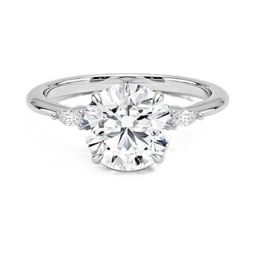 GRA-zertifizierter runder Moissanit-Ring 8,00 mm | Sterling-Silber 925 mit Rhodiumbeschichtung | Hochzeits, Jubiläums und Verlobungsring (50 (15.9)) von NYZA JEWELS