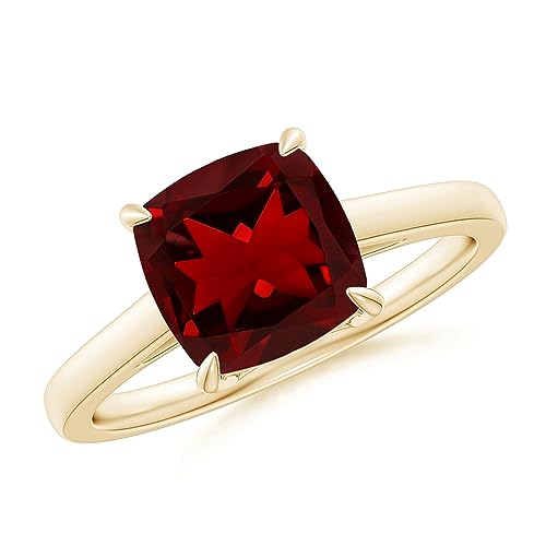 Garnet Cushion 7.00mm Solitaire Ring | Sterling Silver 925 With Yellow Gold Plated | Evergreen Solitaire Design Ring For Girls And Woman's. (Yellow, 58 (18.5)) von NYZA JEWELS