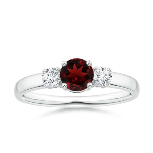 Granit Rund 5,00mm Mini Ring mit drei Steinen | Sterling Silber 925 mit Rhodiumbeschichtung | Wunderschöner Mini Ring mit drei Steinen für jeden Tag (58 (18.5)) von NYZA JEWELS