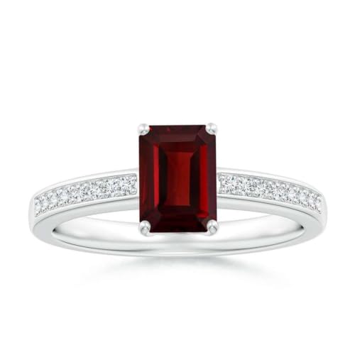 Granit Smaragdschliff 7x5mm mit natürlichen Akzenten | Sterling Silber 925 mit Rhodinierung | Hochzeits, Verlobungs und Jubiläumsring (50 (15.9)) von NYZA JEWELS