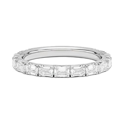 Moissanit Ewigkeitsring im Smaragdschliff 5x3mm | Sterling Silber 925 mit Rhodinierung | Wunderschöner Moissanit Ewigkeitsring (68 (21.6)) von NYZA JEWELS
