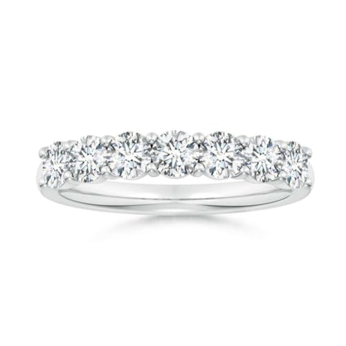 Moissanit Ring Rund 3,00mm Eternity Band | Sterling Silber 925 mit Rhodiumbeschichtung | Wunderschöner Eternity Band Ring mit sieben Steinen für jeden Tag (62 (19.7)) von NYZA JEWELS