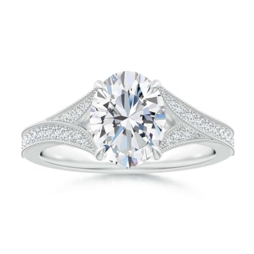 NYZA JEWELS GRA Zertifizierter Ovaler Moissanit Verlobungsring 9x7mm | Sterlingsilber 925 mit Rhodiumbeschichtung | Hochzeits-, Jubiläums und Verlobungsring (59 (18.8)) von NYZA JEWELS