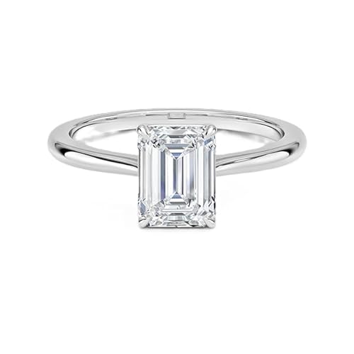 NYZA JEWELS GRA zertifizierter Moissanit Solitärring im Smaragdschliff 7x5mm | Sterlingsilber 925 mit Rhodinierung | Hochzeits, Jubiläums und Verlobungsring (59 (18.8)) von NYZA JEWELS