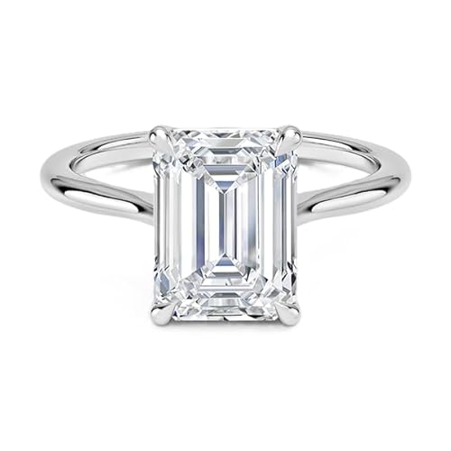 NYZA JEWELS GRA zertifizierter Moissanit Solitärring im Smaragdschliff 9x7mm | Sterlingsilber 925 mit Rhodinierung | Hochzeits, Jubiläums und Verlobungsring (63 (20.1)) von NYZA JEWELS