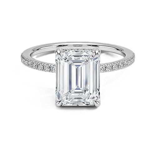 NYZA JEWELS GRA zertifizierter Moissanit Verlobungsring im Smaragdschliff 9x7mm | Sterlingsilber 925 mit Rhodinierung | Hochzeits, Jubiläums und Verlobungsring (61) von NYZA JEWELS