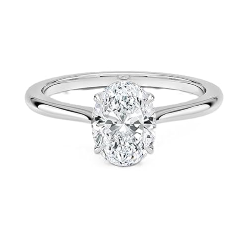 NYZA JEWELS GRA zertifizierter ovaler Moissanit Solitärring mit 7x5mm | Sterlingsilber 925 mit Rhodiumbeschichtung | Hochzeits, Jubiläums und Verlobungsring (68 (21.6)) von NYZA JEWELS