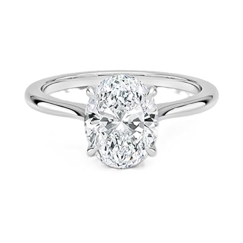 NYZA JEWELS GRA zertifizierter ovaler Moissanit Solitärring mit 8x6mm | Sterlingsilber 925 mit Rhodiumbeschichtung | Hochzeits, Jubiläums und Verlobungsring (59 (18.8)) von NYZA JEWELS