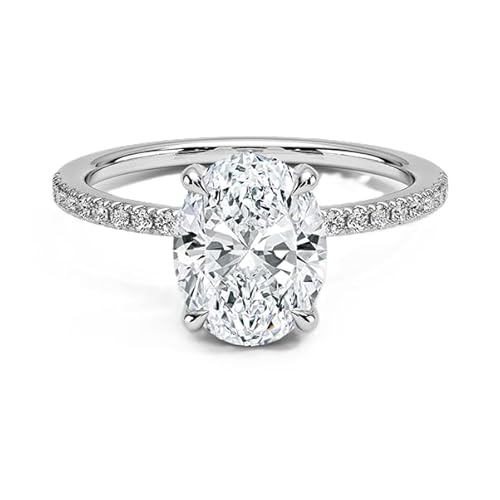 NYZA JEWELS GRA zertifizierter ovaler Moissanit Verlobungsring mit 9x7mm | Sterlingsilber 925 mit Rhodinierung | Hochzeits, Jubiläums und Verlobungsring (53 (16.9)) von NYZA JEWELS
