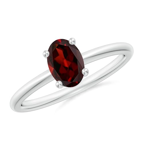 NYZA JEWELS Klassischer Solitärring mit Granit oval 7x5mm | Sterlingsilber 925 mit Rhodiumbeschichtung | Wunderschöner Evergreen Solitärring (58 (18.5)) von NYZA JEWELS