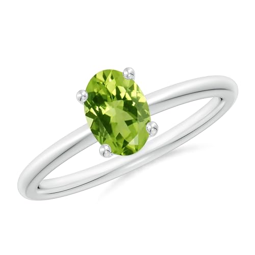 NYZA JEWELS Klassischer Solitärring mit Peridot oval 7x5mm | Sterlingsilber 925 mit Rhodiumbeschichtung | Wunderschöner Evergreen Solitärring (58 (18.5)) von NYZA JEWELS