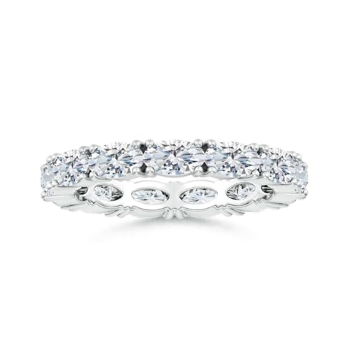 NYZA JEWELS Moissanit Ewigkeitsring im Brillantschliff Oval 5x3mm | Sterlingsilber 925 mit Rhodinierung | Wunderschöner ovaler Moissanit Ewigkeitsring für jeden Tag (60 (19.1)) von NYZA JEWELS