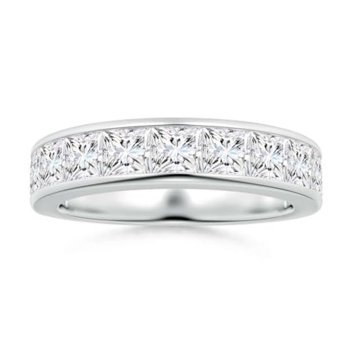NYZA JEWELS Moissanit Ewigkeitsring im Prinzessschliff Quadratisch 4,00mm | Sterlingsilber 925 mit Rhodinierung | Wunderschöner quadratischer Ewigkeitsring für jeden Tag (53 (16.9)) von NYZA JEWELS