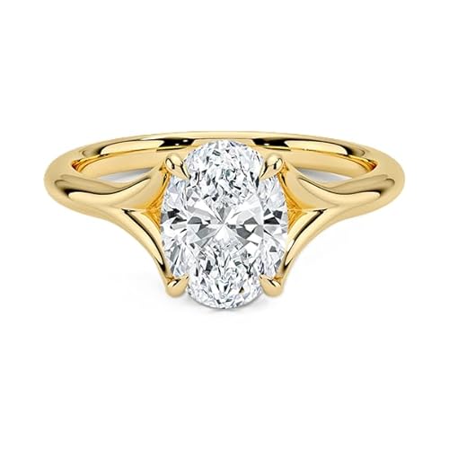 NYZA JEWELS Ovaler Moissanit Solitärring 9x7mm | Sterlingsilber 925 mit Gelbgold plattiert | Hochzeits, Jubiläums und Verlobungsring. (63 (20.1)) von NYZA JEWELS