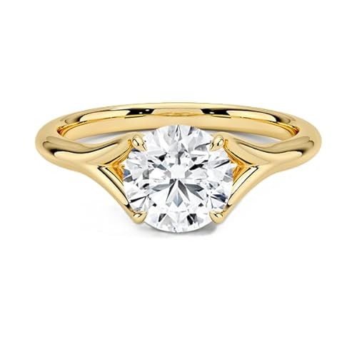 NYZA JEWELS Runder Moissanit Solitärring 8,00 mm | Sterlingsilber 925 mit Gelbgold plattiert | Hochzeits, Jubiläums und Verlobungsring. (65) von NYZA JEWELS