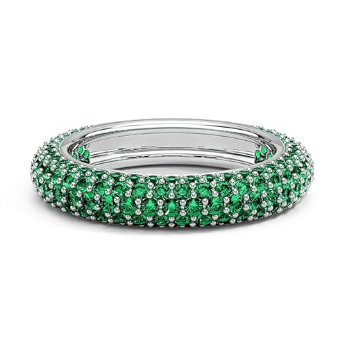 Smaragd Ring Mit Pavé Fassung 1,50mm | Sterling Silber 925 mit Rhodiumbeschichtung | Wunderschöner Eternity Ring für Ihren Anlass (53 (16.9)) von NYZA JEWELS