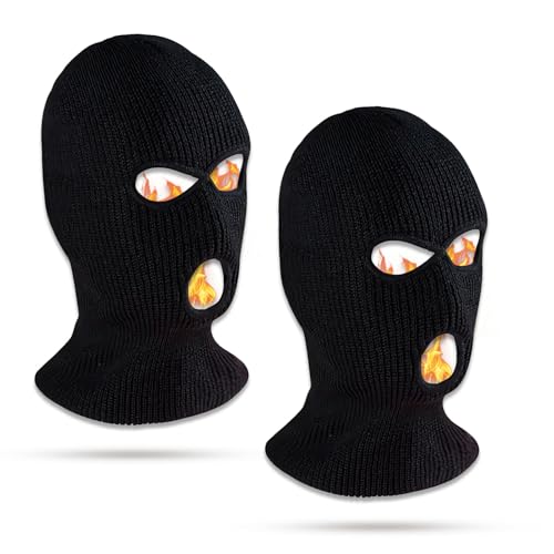 NYZQIW 3-Loch Sturmmaske, 2 Stück Gestrickte Vollgesichtsabdeckung Skimaske Balaclava Gestrickte Sturmhaube mit 3 Löchern, für Winter, Outdoor, Skifahren, Radfahren, Bergsteigen von NYZQIW