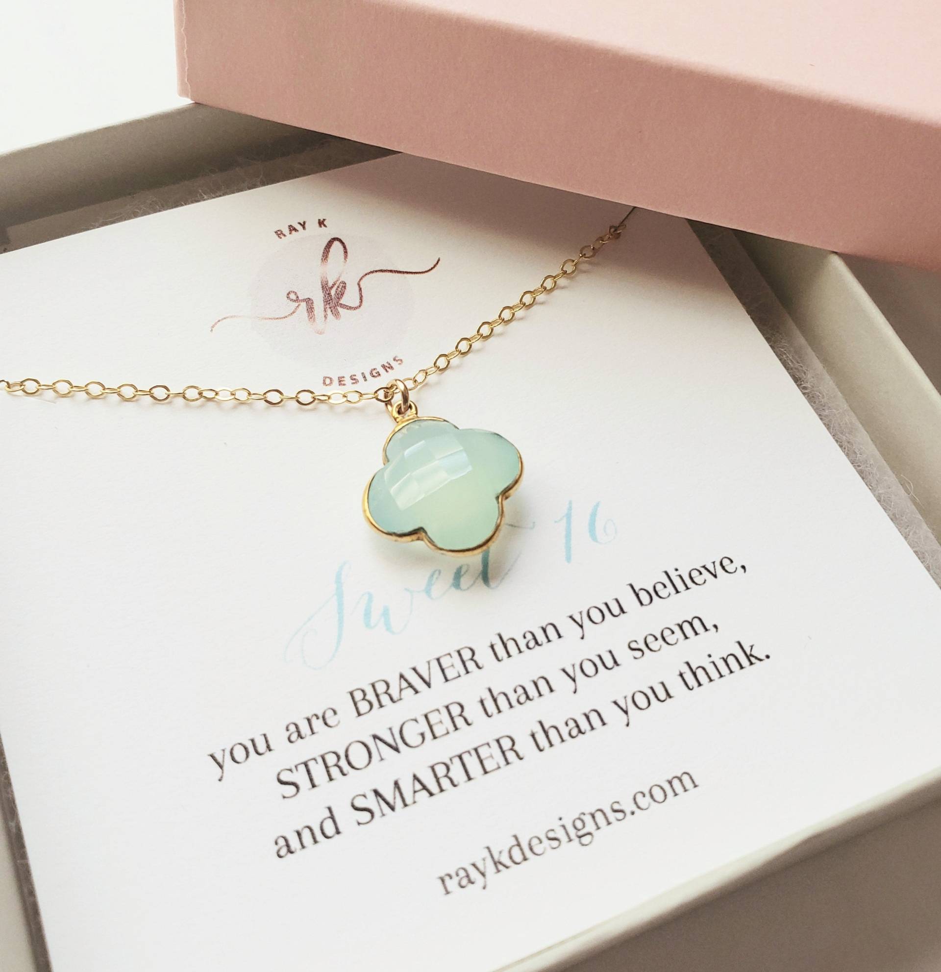 Süße 16 Geburtstagsgeschenk Für Mädchen, Aqua Klee Halskette, Jahre Altes Mädchen Glücksbringer Wünscht Süße 16 Geburtstagsgeschenk Für Mädchen, Aqua Klee Halskette, Jahre Altes Mädchen Glücksbringer Wünscht von NYmetals