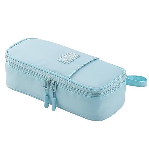 NZDFH Federmäppchen Mäppchen, Etui Große Kapazität 2 Fach Federtaschen Stiftetasche Bleistift Beutel Federmappe Schulsachen Pencil Case mit Tragegriff für Schule Büro Mädchen Jungen Studenten, Grün von NZDFH