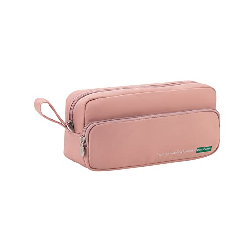 NZDFH Federmäppchen Mäppchen, Große Kapazität 2 Fach Federtaschen Stiftetasche Bleistift Beutel Federmappe Schulsachen Pencil Case mit Tragegriff für Mädchen Jungen Erwachsene Schule Büro, Rosa von NZDFH