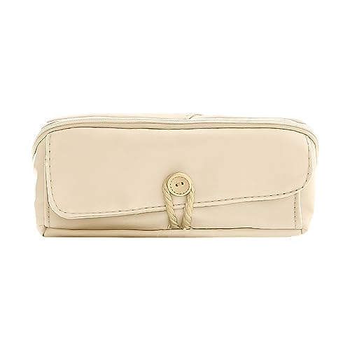 NZDFH Federmäppchen mit grossem Federtaschen Mäppchen Schreibwarenbeutel Bleistifttasche mit Reißverschluss Federtasche für Junge Mädchen Studenten Erwachsene Schule Büro Geschenk, Beige von NZDFH