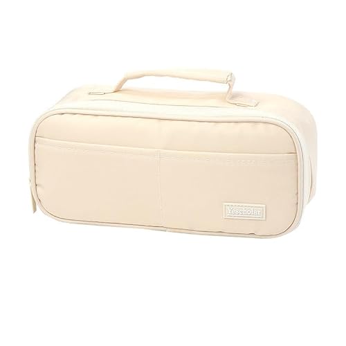 NZDFH Federmäppchen mit grossem Federtaschen Mäppchen Schreibwarenbeutel Bleistifttasche mit Tragegriff Federtasche für Junge Mädchen Studenten Erwachsene Schule Büro Geschenk, Beige von NZDFH