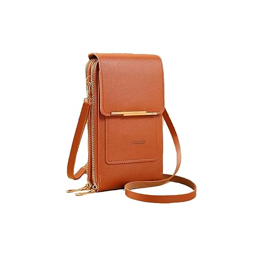 NZDFH Umhängetasche Damen Klein, Handytasche Umhängen, Crossbody Handytasche Touchscreen Telefontasche Speicher, Kleine Tasche mit Kartenfächer, Geschenke für Frauen Geburtstag Weihnachten, Braun von NZDFH