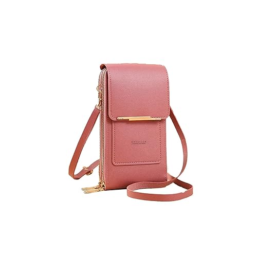 NZDFH Umhängetasche Damen Klein, Handytasche Umhängen, Crossbody Handytasche Touchscreen Telefontasche Speicher Kleine Tasche mit Kartenfächer, Geschenke für Frauen Geburtstag Weihnachten, Heißes Rosa von NZDFH