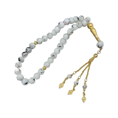 NZHBOAM Frommes Islamisches Glas Gebetsperlen 33 Perle Schwarzes Tasbih Armband Für Tägliche Und Gebet Schmuck Geschenkkette Handkette von NZHBOAM