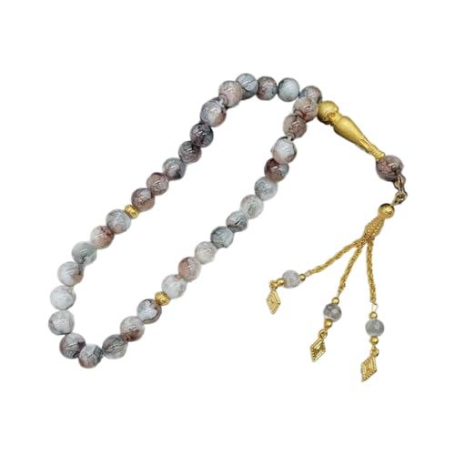 NZHBOAM Frommes Islamisches Glas Gebetsperlen 33 Perle Schwarzes Tasbih Armband Für Tägliche Und Gebet Schmuck Geschenkkette Handkette von NZHBOAM