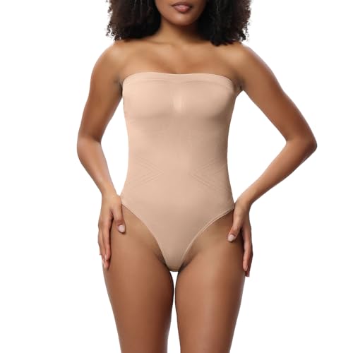 NZQXJXZ Body Shaper Damen, Shapewear Damen Bauchweg, Bodysuit Shapewear, Shaping Body Damen, Sculpting Ärmellos Nahtlos Tanga mit Verstellbarer Schultergurt von NZQXJXZ