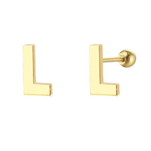 18G Tiny Initial Stud Earrings for Women Girls Sterling SilverSilver 14K Plated Hypoallergenic Cute Small Alphabet Letter Cartilage Tragus 3mm Ball Screw Back Piercing Sensitive Ear von NZVCQVPU