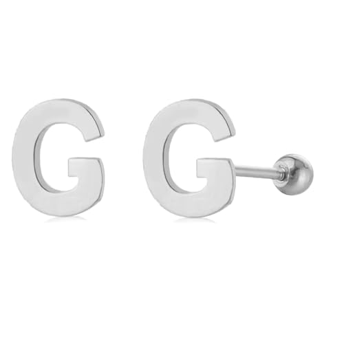 18G Tiny Initial Stud Earrings for Women Girls Sterling SilverSilver 14K Plated Hypoallergenic Cute Small Alphabet Letter Cartilage Tragus 3mm Ball Screw Back Piercing Sensitive Ear von NZVCQVPU
