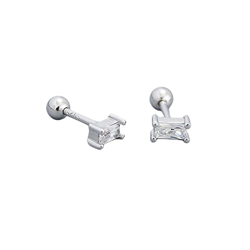 18G Tiny Rectangle Stud Earrings for Women Girls Sterling SilverSilver Hypoallergenic Minimalist Cute Small Studs Cartilage Tragus 3mm Ball Screw Back Dainty Birthstone Jewelry Gifts Christmas von NZVCQVPU