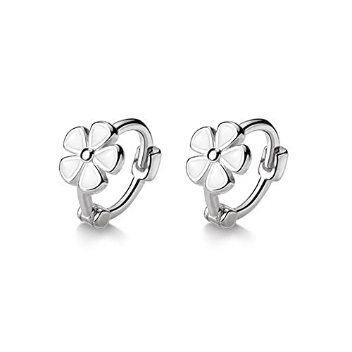 6mm Tiny Cute Flower Hoop Sterling Silver Mini Small Cartilage Hoop Earrings for Women Girls Teens Hypoallergenic Dainty White Enameled Daisy Flowers 18g Piercing Huggie Hoops von NZVCQVPU