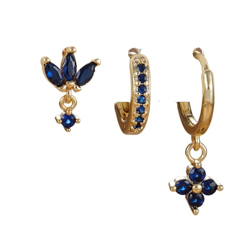 Bunte kubische Zirkonia -Huggie -Ohrringe 3 PCs von NZVCQVPU