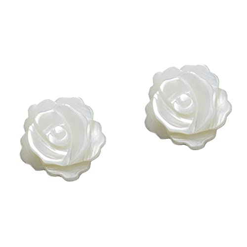 Cute Shell Pearl Flower Stud Earrings for Women S Sterling SilverSilver Hypoallergenic Small White Rose Floral Statement Cartilage Tragus Post Pin Fashion Birthday Wedding Jewelry von NZVCQVPU