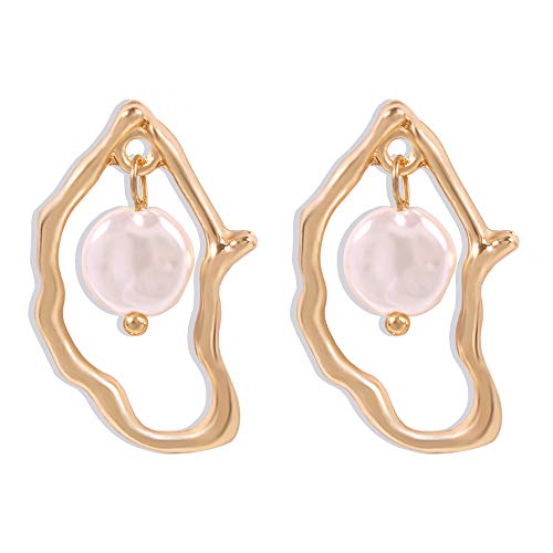 Damenretro unregelmäßige Perlenohrringe elegante kreisförmige unregelmäßige Ohrringe, die für tägliche Dressing, Partys und besuchende Partys geeignet sind von NZVCQVPU