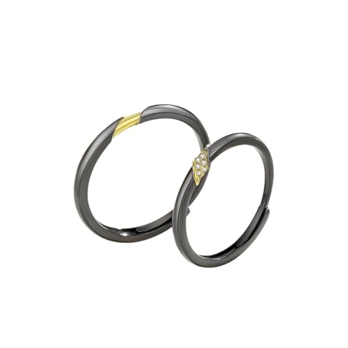 Hochzeitsbänder graviertes Ringversprechen für Paare, Paare Ewigkeit Ringe Sterling einstellbar, rund mit kubischem Zirkonia Black Ehering Ring von NZVCQVPU