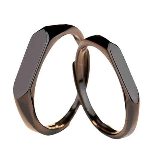 Hochzeitsringe personalisierte Ringe Frauen und Männer, sterling verstellbare Bands für Paare, runde polierte schwarze Ringe von NZVCQVPU
