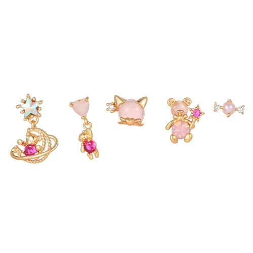Hoop Stud Stapel Ohrringe Set für Frauen rosa Bär Huggie Mehrere durchdringende Hänge Dangle Drop Ohrringe Schmuck Geschenke von NZVCQVPU