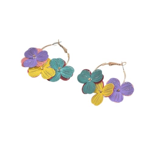 Lacquered Floral Colored Earrings for Women Summer Vacation-Style Alloy Earrings Fashion Floral Pendant Hoop Studs Party Outfit Jewelry Gift von NZVCQVPU