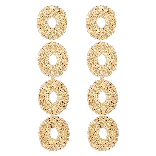 Lange ovale schwingende Ohrringe von Frauen mit übertriebener böhmischem geometrischem Quasten schwingender, modischer Strohhalm im Rattan -Stil gewebt Hanging von NZVCQVPU