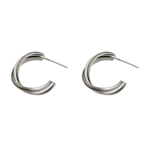 Minimal verdrehte C-förmige Metallohrringe modische und personalisierte Ohrhörszubehör von NZVCQVPU